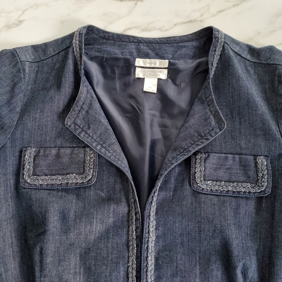 Christopher & Banks Women's XL Open Front Denim Blazer Jacket XL Business Casual - Picture 12 of 16